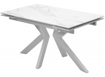 Раздвижной стол Кентукки 3 140 стекло белый мрамор / белый
