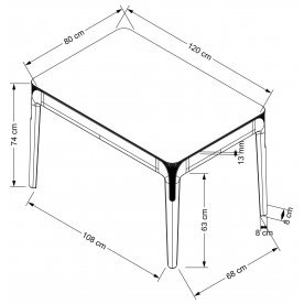 Стеклянный стол Gomez 120/80/74