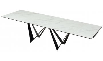 Керамический стол Rieti 200 KL-99 белый мрамор матовый / итальянская керамика / черный