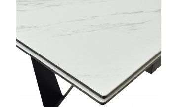 Керамический стол Rieti 200 KL-99 белый мрамор матовый / итальянская керамика / черный