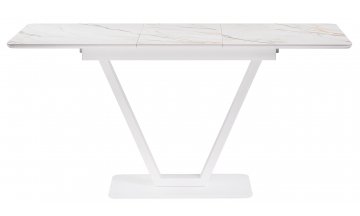 Керамический стол на тумбе Бугун 120(160)х80х77 белый мрамор с прожилками / белый