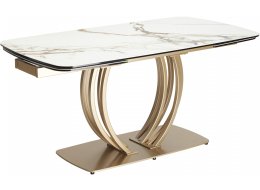 Стол на тумбе Matera 160 KL-188 итальянская керамика контрастный мрамор матовый / шампань