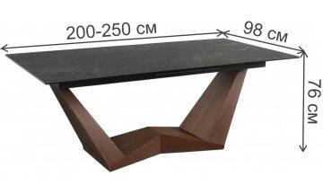 Керамический стол Bonucci 200 черный nero greco / черный / орех