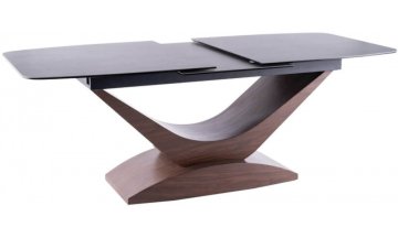 Керамический стол Иммити эффект серого мрамора / орех