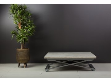 Обеденный стол Левмар Compact D95/S59 белый мрамор/серебро