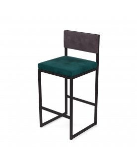 Барный стул Барнс-75 velur azure/velur grey/черный