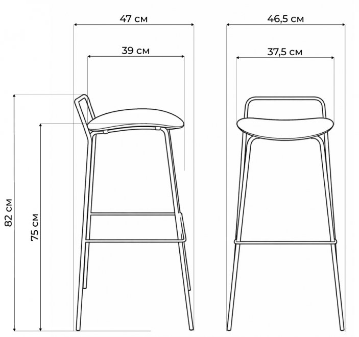 Барный стул Векторн, экокожа, коричневый