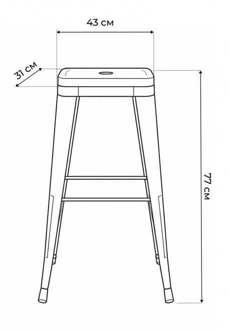 Барный стул Tolix черный / темное дерево