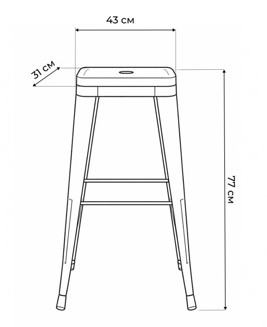 Барный стул Tolix серебристый