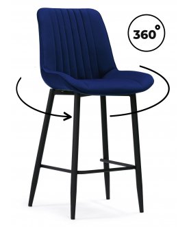 Полубарный стул Седа тёмно-синий велюр / черный