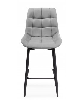 Барный стул Стронг вращающийся светло-серый велютто 52 / черный каркас