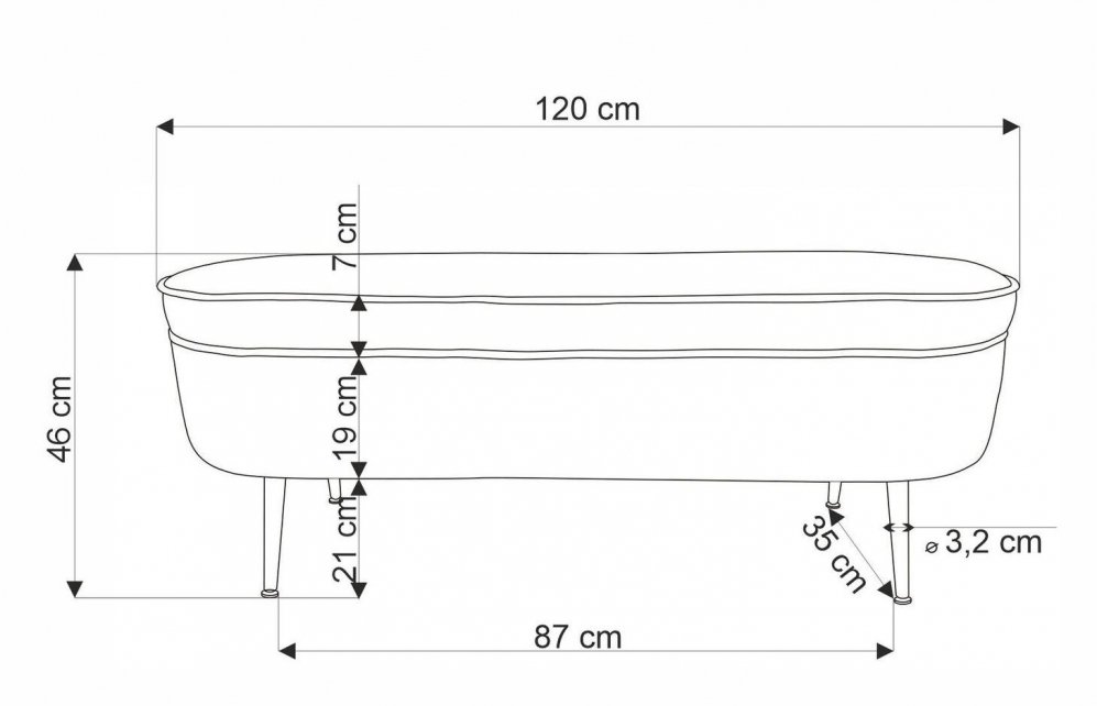 Банкетка Aveiro кремовая