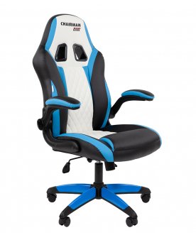 Игровое кресло Chairman Game 15 экокожа черный / голубой / белый