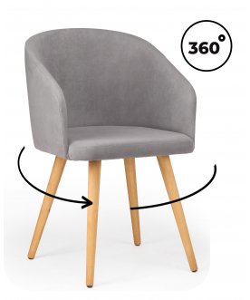 Стул-кресло Монер светло-серый (glory 36) / светлое дерево