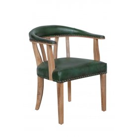 Мягкий стул с подлокотниками Tanner Green Leather