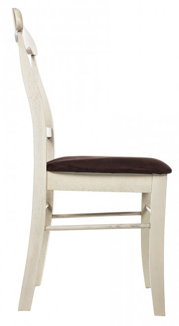 Стул NAPOLEON с мягким сиденьем античный белый / темно-коричневый