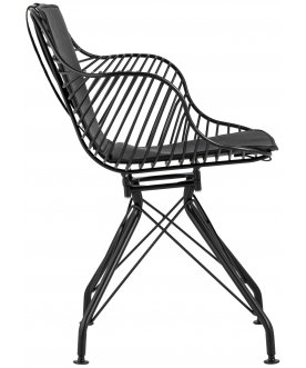 Стул дизайнерский Юджин черное / с черной подушкой