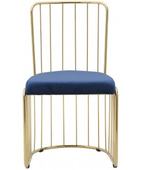 Стул дизайнерский Dena синий / золотой
