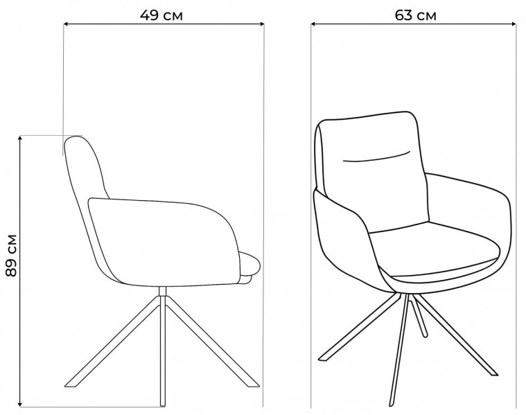 Стул на металлокаркасе Luis 360 поворотный темно-серая экокожа / букле / черный