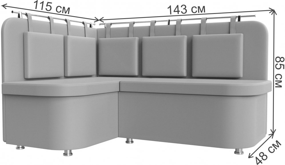 Кухонный диван Уют-2 левый экокожа черный