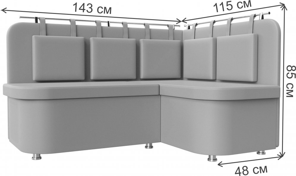 Кухонный диван Уют-2 правый экокожа черный
