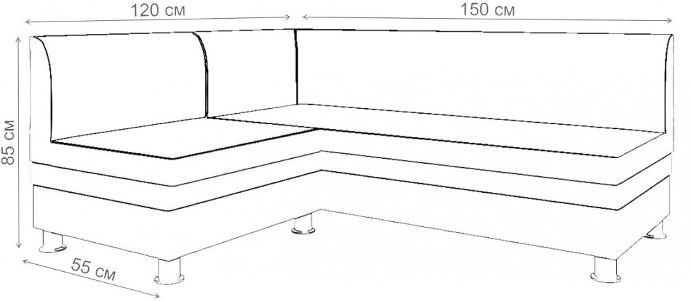 Кухонный диван Уют угловой экокожа бежевый левый