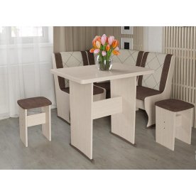 Кухонный уголок Челси мини Т2 дуб белфорт / лен коричневый / лен бежевый