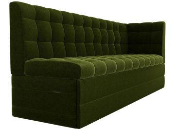 Диван кухонный угловой Бриз правый вельвет зеленый