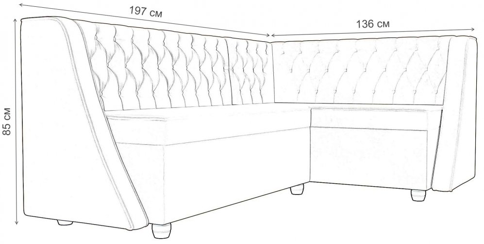 Кухонный диван Лофт правый рогожка бежевый