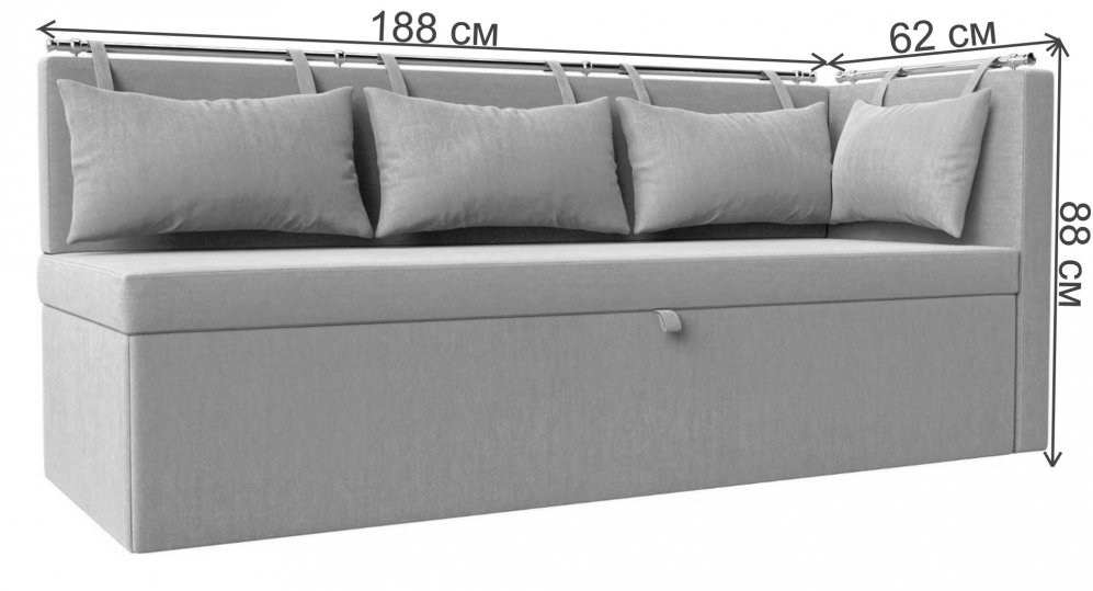 Кухонный диван Метро правый рогожка berat серая