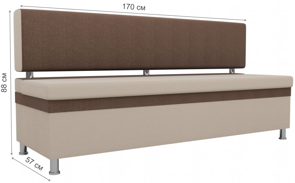 Кухонный диван Стайл рогожка бежевый / коричневый