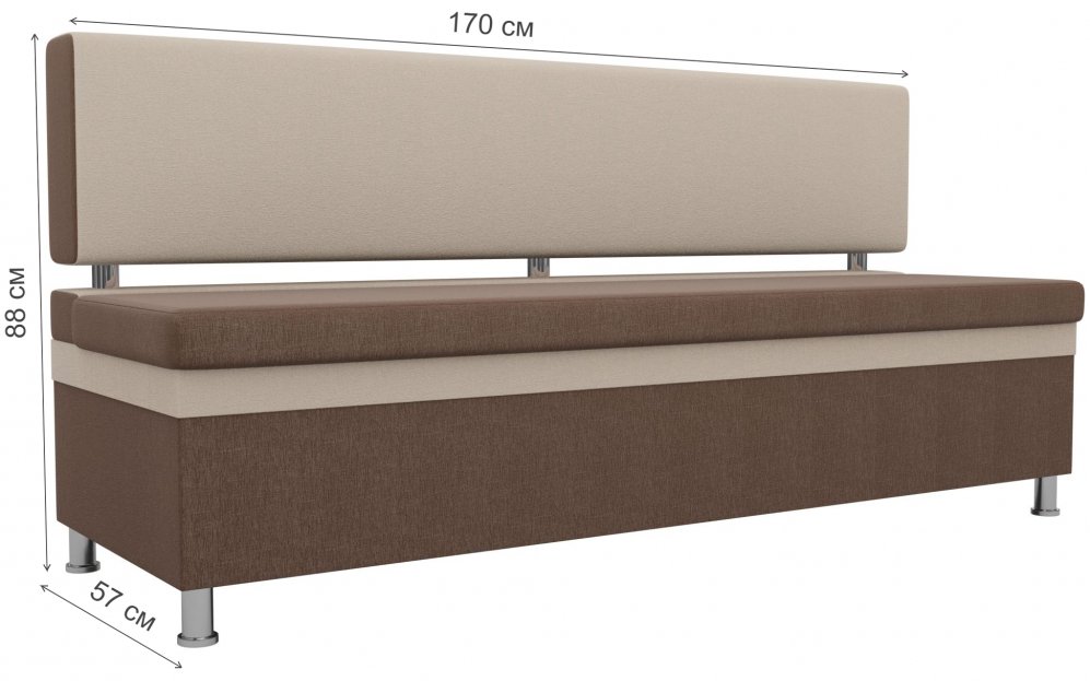 Кухонный диван Стайл рогожка коричневый / бежевый