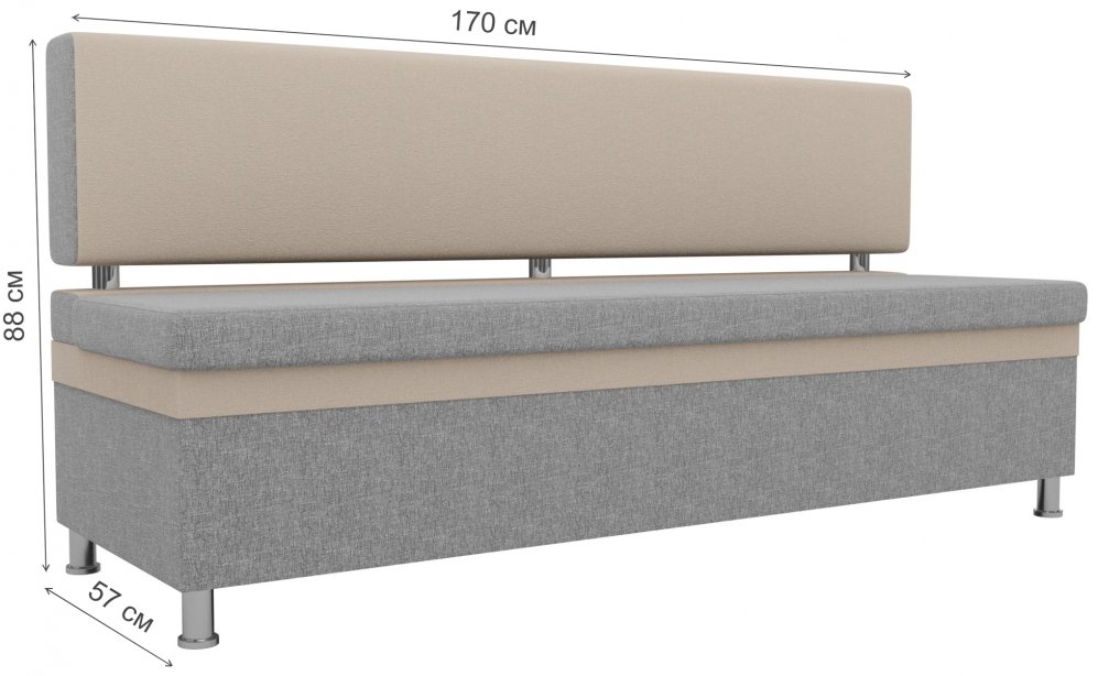 Кухонный диван Стайл рогожка серый / бежевый