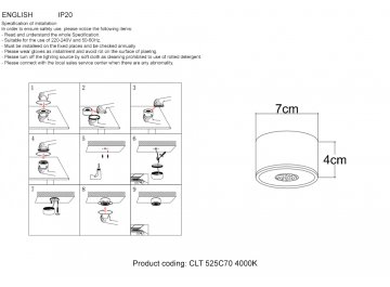 Диодный потолочный светильник CLT 525C70 BL 4000K