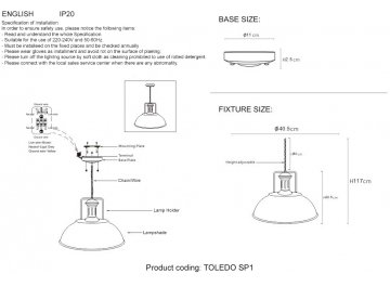 Подвесной светильник TOLEDO