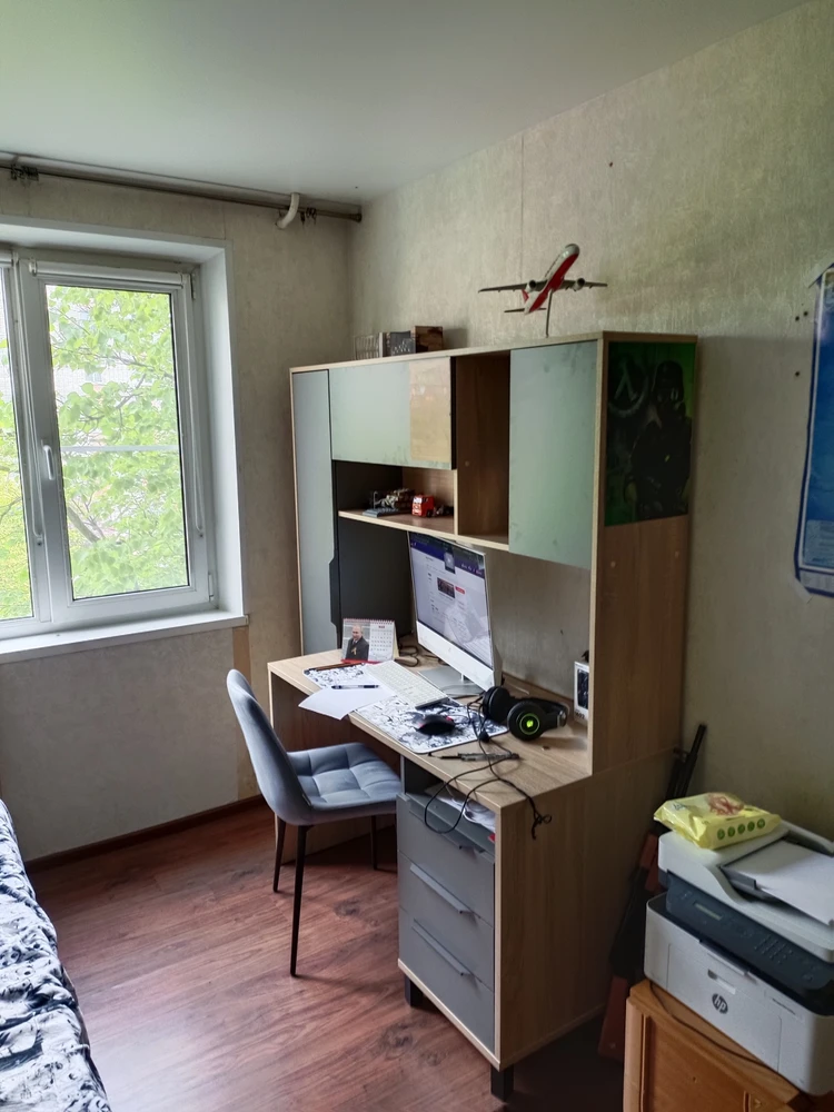 Письменный стол Комфорт 12.95 N дуб сонома / белый PE шагрень фото покупателя 2