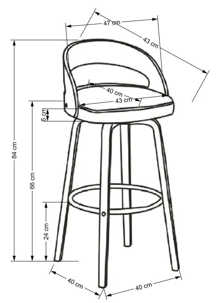 Барный стул H-110 орех / кремовый