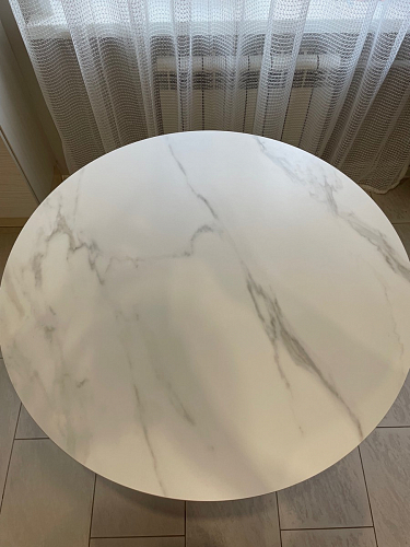 Стеклянный стол Кэмерон 110х110х75 серый / черный фото покупателя 2