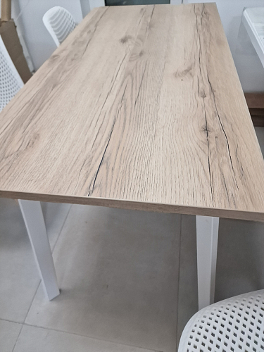 Стеклянный стол Фостер 120(160)х120х76 белый мрамор / черный фото покупателя 5