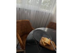 Стеклянный стол Галвестон 1 100(140)х100х76 обсидиан / черный / золото фото покупателя 1