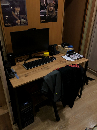 Письменный стол Леон Лофт черный матовый / дуб вотан фото покупателя 123