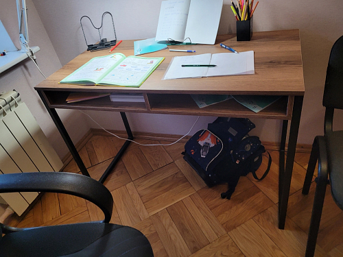 Письменный стол Леон Лофт черный матовый / дуб вотан фото покупателя 87