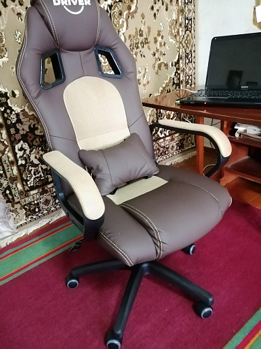 Компьютерное кресло Driver/Драйвер кожзам черный / ткань черный фото покупателя 58