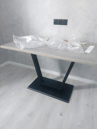 Стол на тумбе Мичиган Лофт 110х70 25 мм дуб делано темный / черный матовый фото покупателя 11