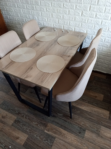 Стеклянный стол Фостер 120(160)х120х76 белый мрамор / черный фото покупателя 41