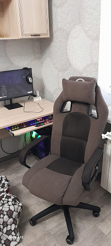 Компьютерное кресло Driver/Драйвер кожзам черный / ткань синий фото покупателя 37