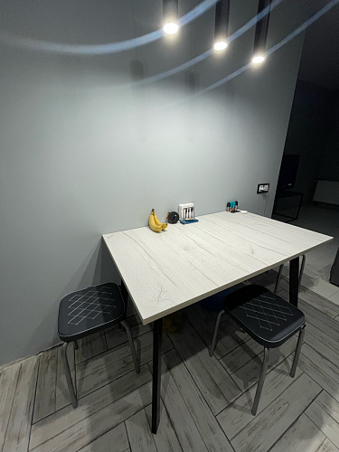 Деревянный стол Колон Лофт 120(160) х 75 черный матовый / бетон фото покупателя 39