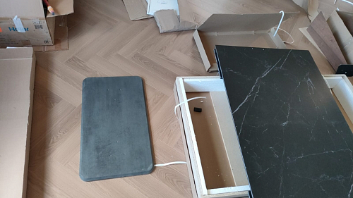 Керамический стол Кели 140(200)х80х76 серый мрамор / черный фото покупателя 5