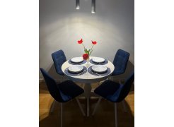 Стул на металлокаркасе Чилли синяя ткань / белый фото покупателя 615