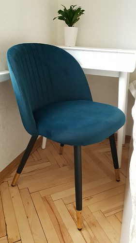 Стул на металлокаркасе Gabi 1 light blue / black / gold фото покупателя 9